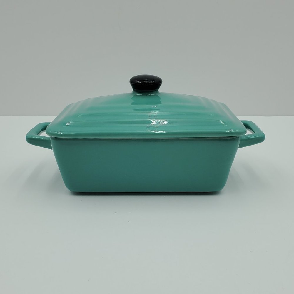 Nicole's Kitchen Teal Turquoise Baker Small Casserole Baking Dish with Lid